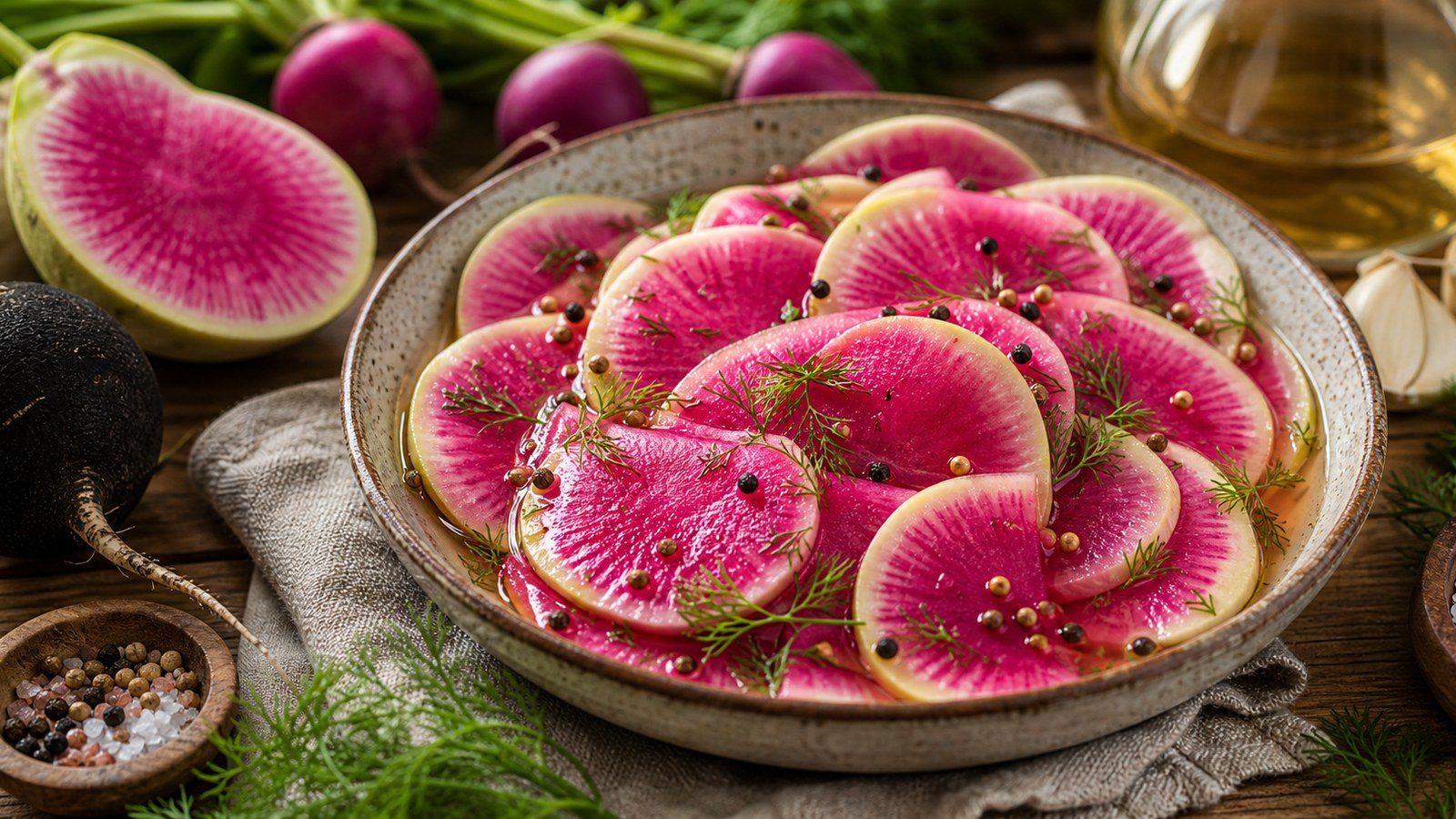 Watermelon Radish Quick Pickles