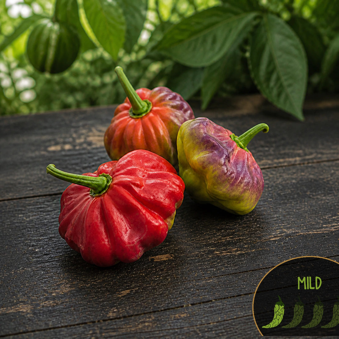Aji Cachucha peppers with Casa Verde Mild heat-level badge