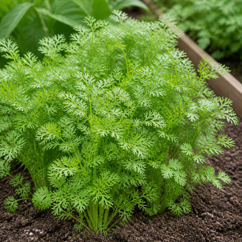 Confetti Coriander Seeds growing in the garden