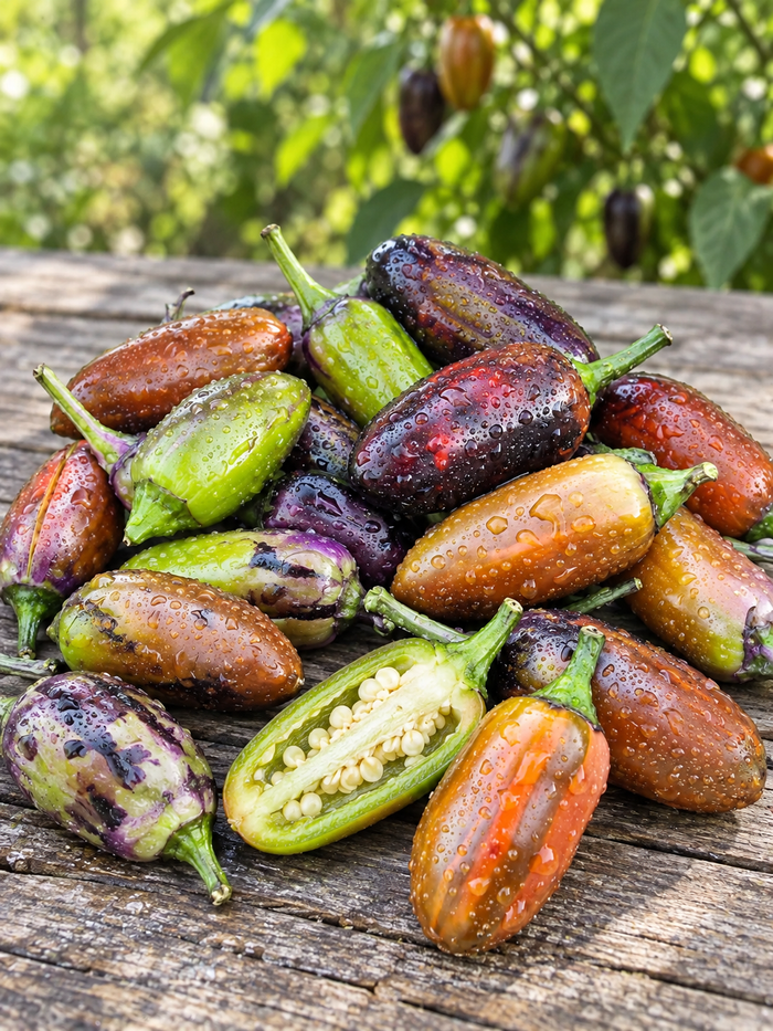 Jalapeño Big Pit x Purple Tiger pepper harvest